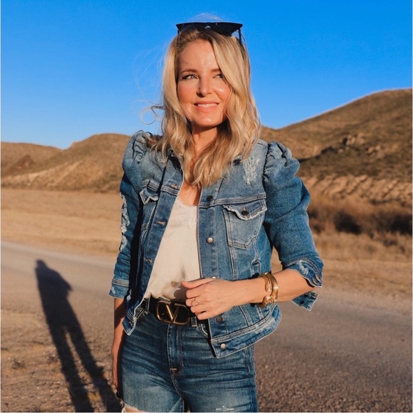 Retrofete Jackets & Blazers - Retrofete Ada Denim Jacket in Worn Vintage Blue Size XS Puff Sleeve Distressed